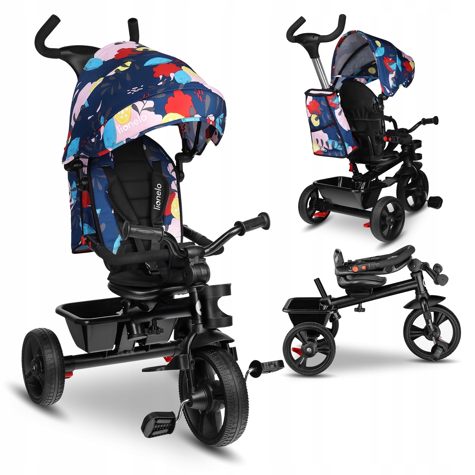 Lionelo - Tricicleta multifunctionala cu sezut reversibil, pliabila, Haari, Blue Navy