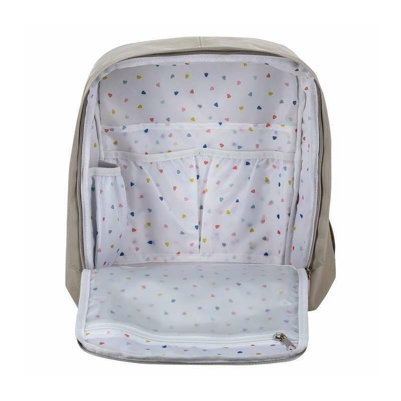 Rucsac pentru mamici, FreeON, Style, Impermeabil, Cu multiple buzunare, Bine compartimentat, Cu prindere universala de carucior, 28x28x12 cm, Grey/Beige