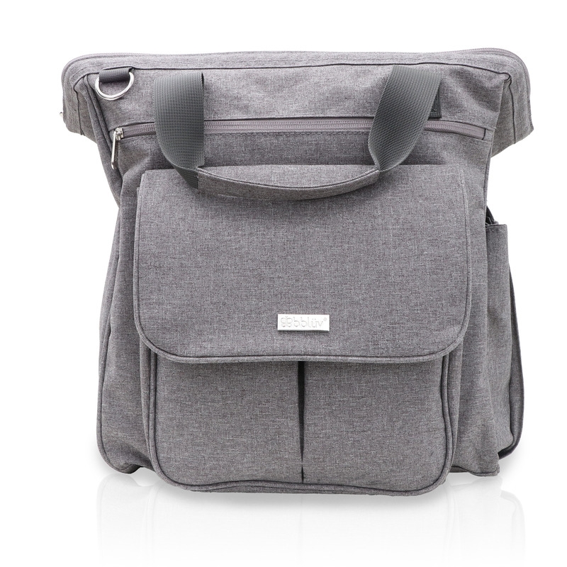 Rucsac pentru mamici, Metro, Cu 15 buzunare si sectiuni, Include cutie pentru servetele umede, Include salteluta de schimbare, Cu suport de prindere pentru carucior, Bbluv, Grey