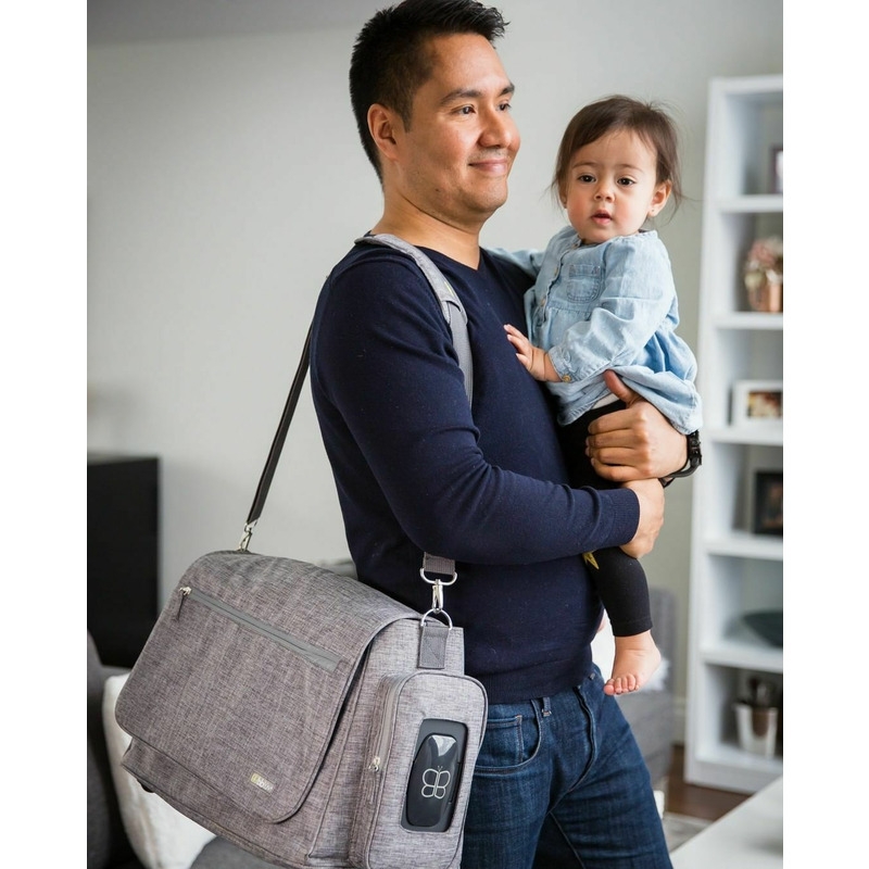 Rucsac pentru mamici, Metro, Cu 15 buzunare si sectiuni, Include cutie pentru servetele umede, Include salteluta de schimbare, Cu suport de prindere pentru carucior, Bbluv, Grey