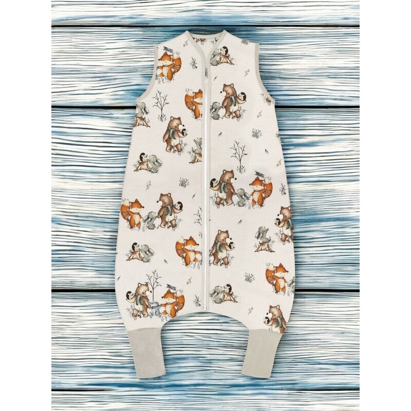 Sac de dormit, MimiNu, Cu picioruse, De iarna, Din bumbac certificat Oeko Tex Standard 100, Cu fermoar pe mijloc, 103 cm, 2-6 ani, 2.5 Tog, Design, Time for fun