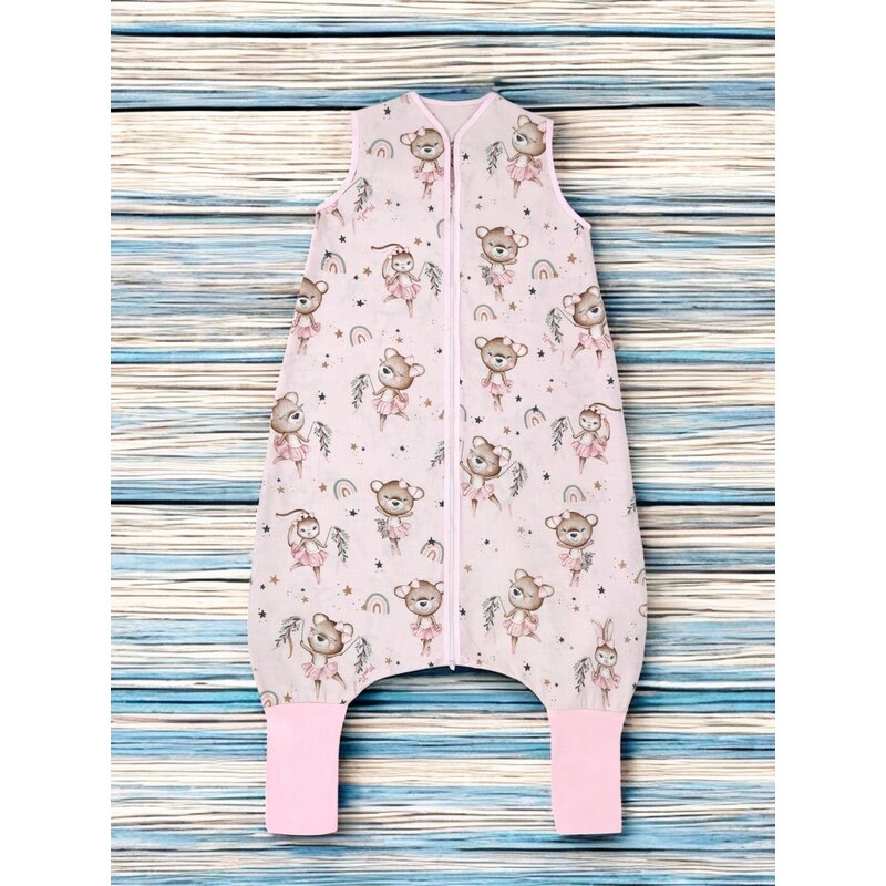 Sac de dormit, MimiNu, Cu picioruse, De iarna, Din bumbac certificat Oeko Tex Standard 100, Cu fermoar pe mijloc, 87 cm, 3 luni - 2.5 ani, 2.5 Tog, Design, Little Ballerina Pink