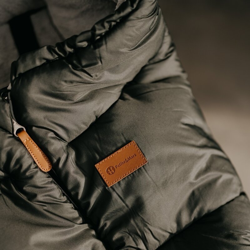 Sac de iarna, Petite&Mars, Jibot, Pentru carucior, landou sau scaun auto, 100x48 cm, Impermeabil, Cu elemente reflectorizante, Extensibil, 3 in 1, Quiet Grey