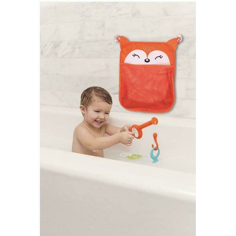 Saculet pentru jucariile de baie, Fox, Cu sistem de prindere cu ventuze, Dimensiune 32x38 cm, FreeON