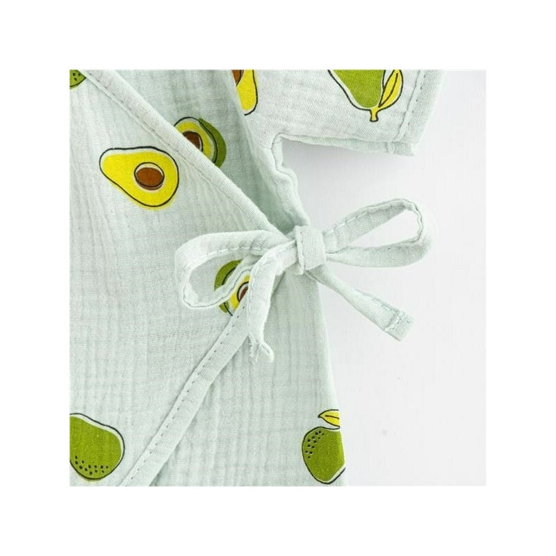 Salopeta, New Baby, De vara, Cu maneca scurta, Din muselina, Din 100% bumbac, Marime 62, 3-6 luni, Baby Avocado
