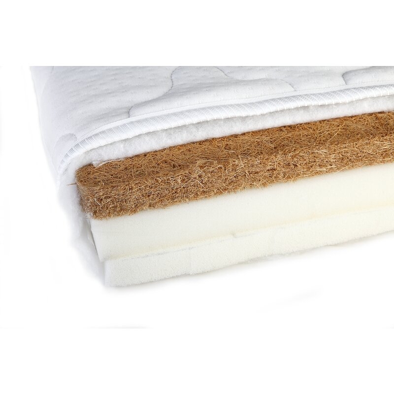 Saltea ortopedica pentru patut YappyMemory II din sisal, cocos si spuma de memorie, Cu husa cu Aloe vera, YappyKids, 120x60x9 cm, Alb