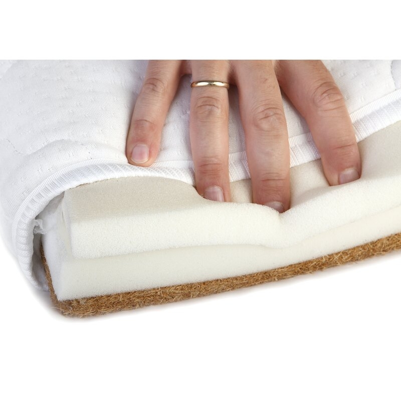 Saltea ortopedica pentru patut YappyMemory II din sisal, cocos si spuma de memorie, Cu husa cu Aloe vera, YappyKids, 120x60x9 cm, Alb