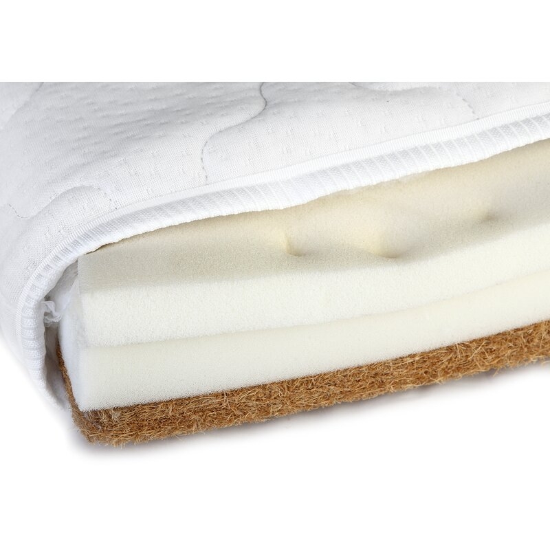 Saltea ortopedica pentru patut YappyMemory II din sisal, cocos si spuma de memorie, Cu husa cu Aloe vera, YappyKids, 120x60x9 cm, Alb