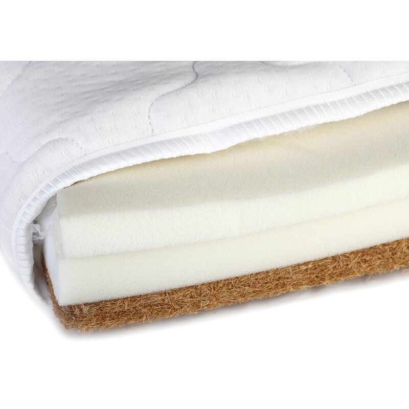 Saltea ortopedica pentru patut YappyMemory II din sisal, cocos si spuma de memorie, Cu husa cu Aloe vera, YappyKids, 120x60x9 cm, Alb