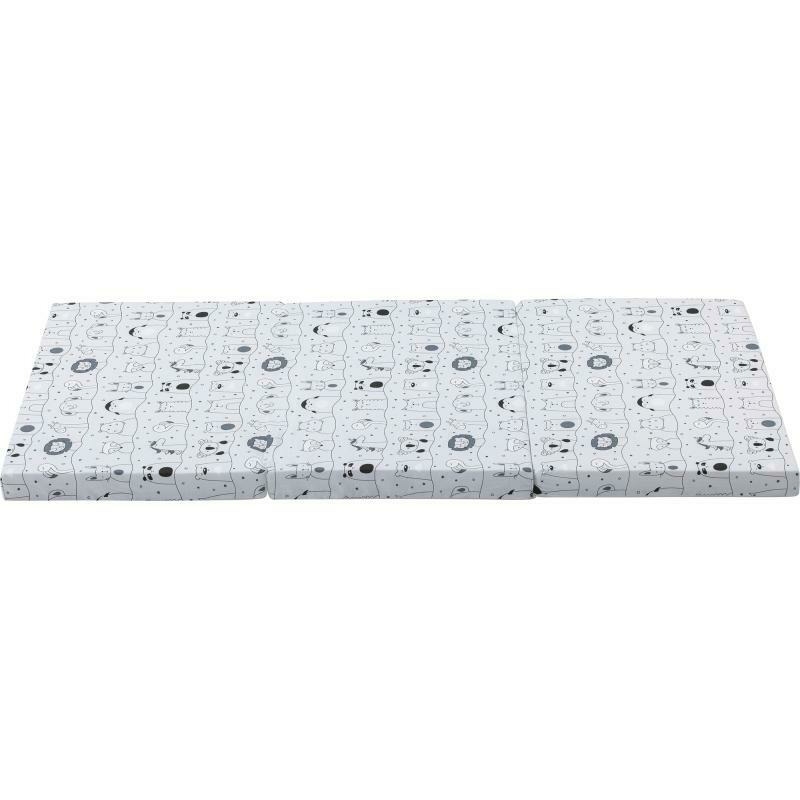 Saltea pliabila pentru patut, Cu husa detasabila din bumbac, Pentru patut de dimensiunea 120x60 cm, Bubaba, Animal Kingdom