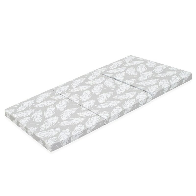 Salteluta pliabila, New Baby, Standard, Pentru patut, Cu geanta de transport inclusa, Cu husa detasabila din bumbac, Din spuma, 120x60x5 cm, 0 luni+, Feather
