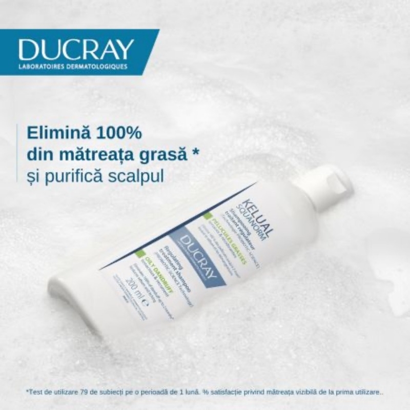 Sampon  anti-matreata grasa Kelual Squanorm, 200 ml, Ducray