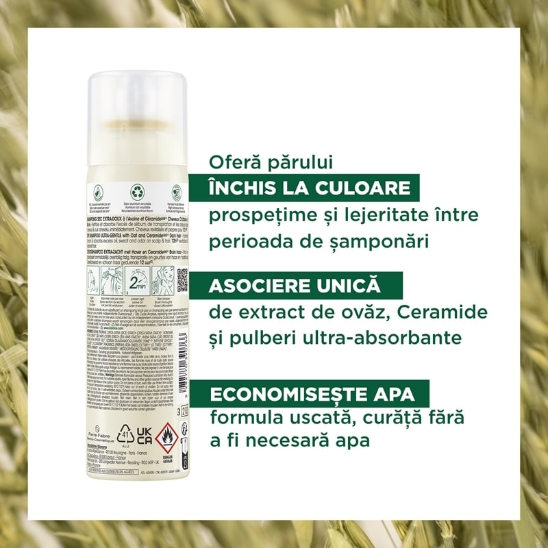 Sampon uscat nuantator cu lapte de ovaz, 150 ml, Klorane