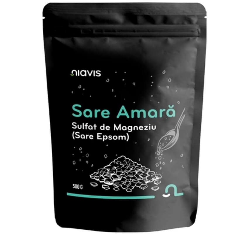Sare amara Sulfat de magneziu (sare Epsom), 500 g, Niavis