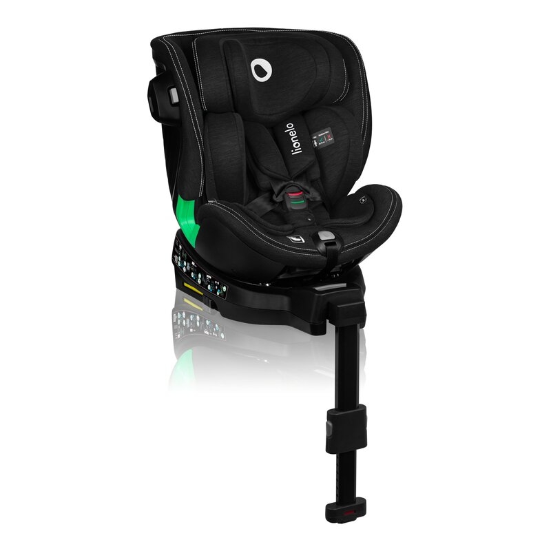 Scaun auto, Lionelo, Harmony i-Size, Rotire 360 grade, Protectie laterala, Cu spatar reglabil in 5 pozitii, Cu tetiera reglabila in 12 pozitii, 0-36 Kg, 40-150 cm, Cu Isofix, Husa din bambus, Conform cu ECE R129, Negru