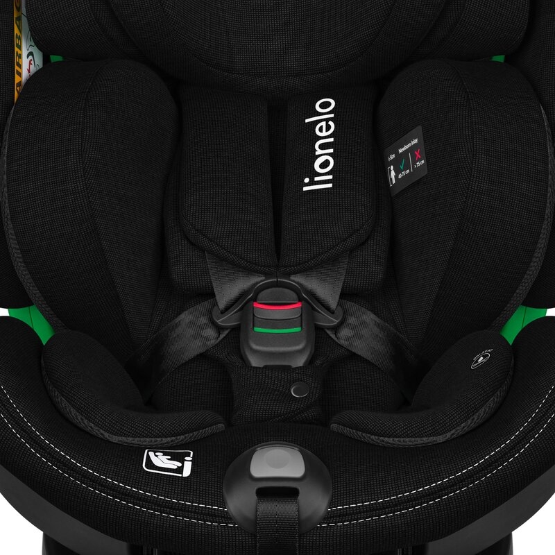 Scaun auto, Lionelo, Harmony i-Size, Rotire 360 grade, Protectie laterala, Cu spatar reglabil in 5 pozitii, Cu tetiera reglabila in 12 pozitii, 0-36 Kg, 40-150 cm, Cu Isofix, Husa din bambus, Conform cu ECE R129, Negru