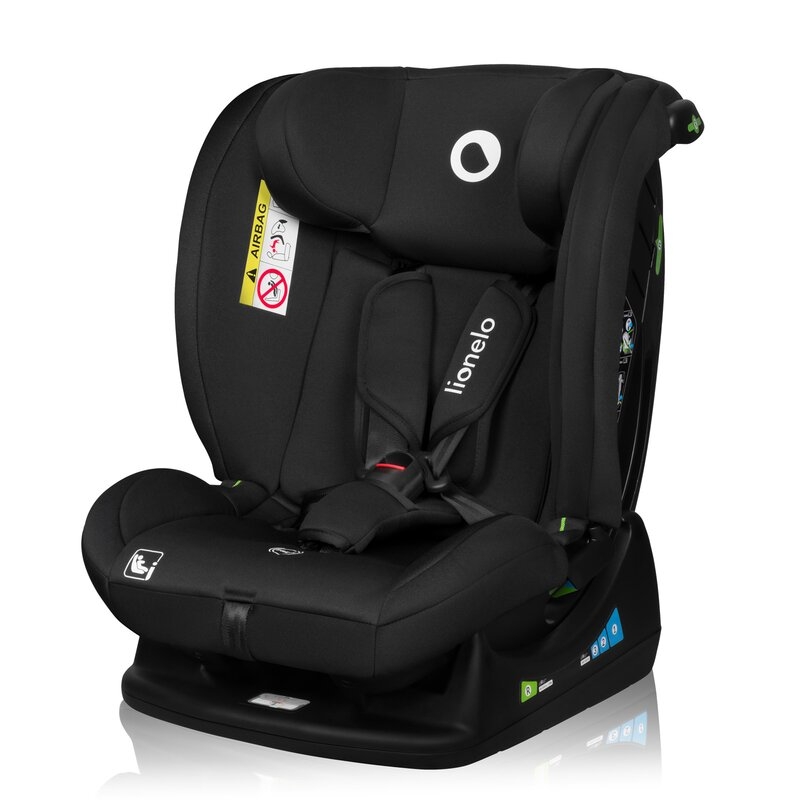 Scaun auto, Lionelo, i-Size Izzy, 0-36 Kg, 40-150 cm, Instalare cu centurile masinii, Protectie laterala, Ajustare spatar in 3 pozitii, Tetiera reglabila in 13 trepte, Conform cu R129, Negru
