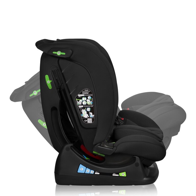 Scaun auto, Lionelo, i-Size Izzy, 0-36 Kg, 40-150 cm, Instalare cu centurile masinii, Protectie laterala, Ajustare spatar in 3 pozitii, Tetiera reglabila in 13 trepte, Conform cu R129, Negru