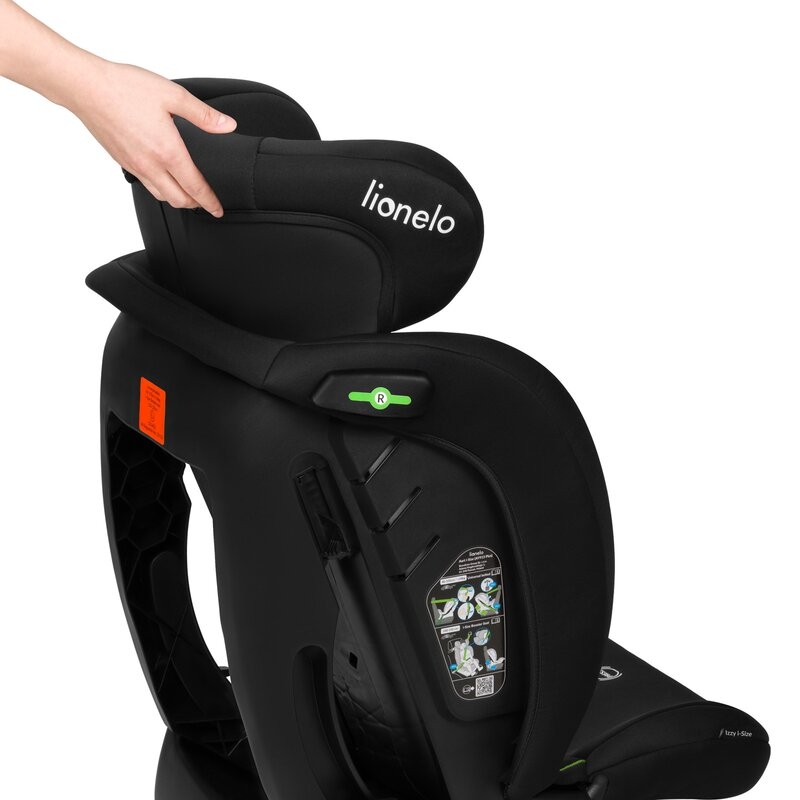 Scaun auto, Lionelo, i-Size Izzy, 0-36 Kg, 40-150 cm, Instalare cu centurile masinii, Protectie laterala, Ajustare spatar in 3 pozitii, Tetiera reglabila in 13 trepte, Conform cu R129, Negru