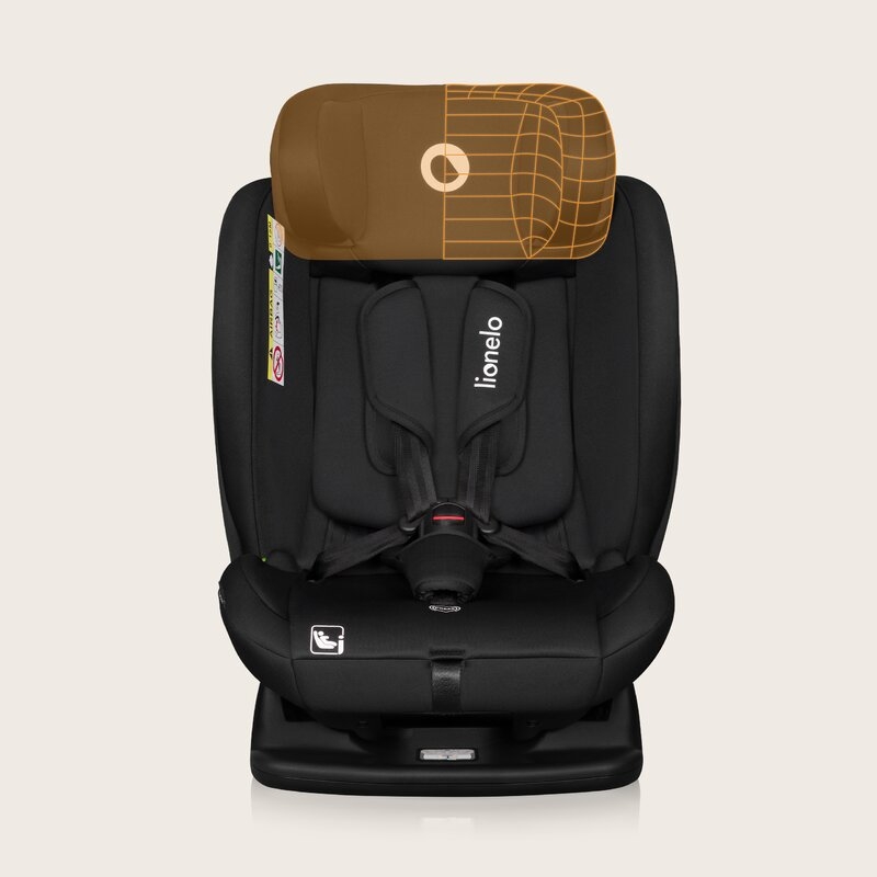 Scaun auto, Lionelo, i-Size Izzy, 0-36 Kg, 40-150 cm, Instalare cu centurile masinii, Protectie laterala, Ajustare spatar in 3 pozitii, Tetiera reglabila in 13 trepte, Conform cu R129, Negru