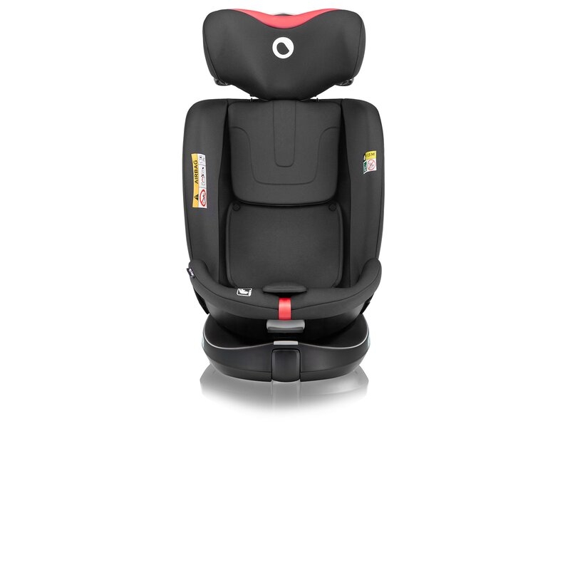 Scaun auto, Lionelo, i-Size Navy, 0-36 Kg, 40-150 cm, Cu isofix si picior de fixare, Protectie laterala, Rotire 360 grade, Ajustare spatar in 4 pozitii, Tetiera reglabila in 11 trepte, Conform cu R129, Negru/Rosu