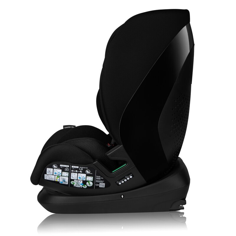 Scaun auto, Lionelo, Lavender I-size, Isofix, Cu centura TopTether, Cu spatar inclinabil in 5 pozitii, Cu tetiera reglabila in 13 pozitii, Instalare cu fata inainte, 9-36 Kg, 76-150 cm, Conform cu ECE R129, Negru