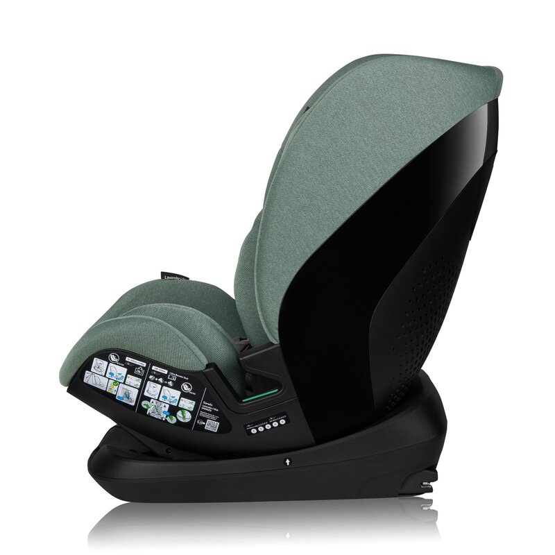 Scaun auto, Lionelo, Lavender I-size, Isofix, Cu centura TopTether, Cu spatar inclinabil in 5 pozitii, Cu tetiera reglabila in 13 pozitii, Instalare cu fata inainte, 9-36 Kg, 76-150 cm, Conform cu ECE R129, Verde