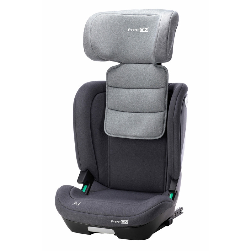 Scaun auto pentru copii, Rider, 100 - 150 cm/ 3 - 12 ani, Tehnologie Isofix, Cu spatar reglabil, Cu tetiera reglabila in 10 pozitii, Conform cu standardul european de securitate ECE R129, FreeON, Grey