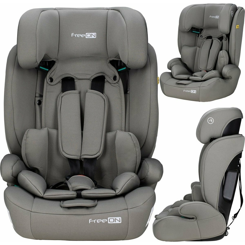 Scaun auto pentru copii, Uran, I-Size, 76 - 150 cm/ 1 - 12 ani, Cu tetiera reglabila in 14 pozitii, Conform cu standardul european de securitate ECE R129, FreeON, Khaki Grey