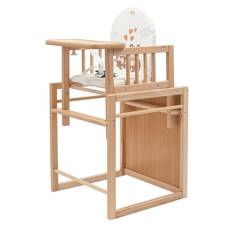 Scaun de masa, 2 in 1, Din lemn, Inaltime 93 cm, Victory Natur, New Baby