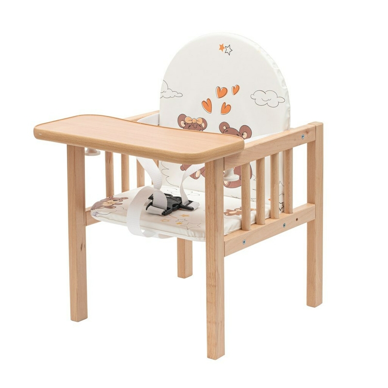 Scaun de masa, 2 in 1, Din lemn, Inaltime 93 cm, Victory Natur, New Baby