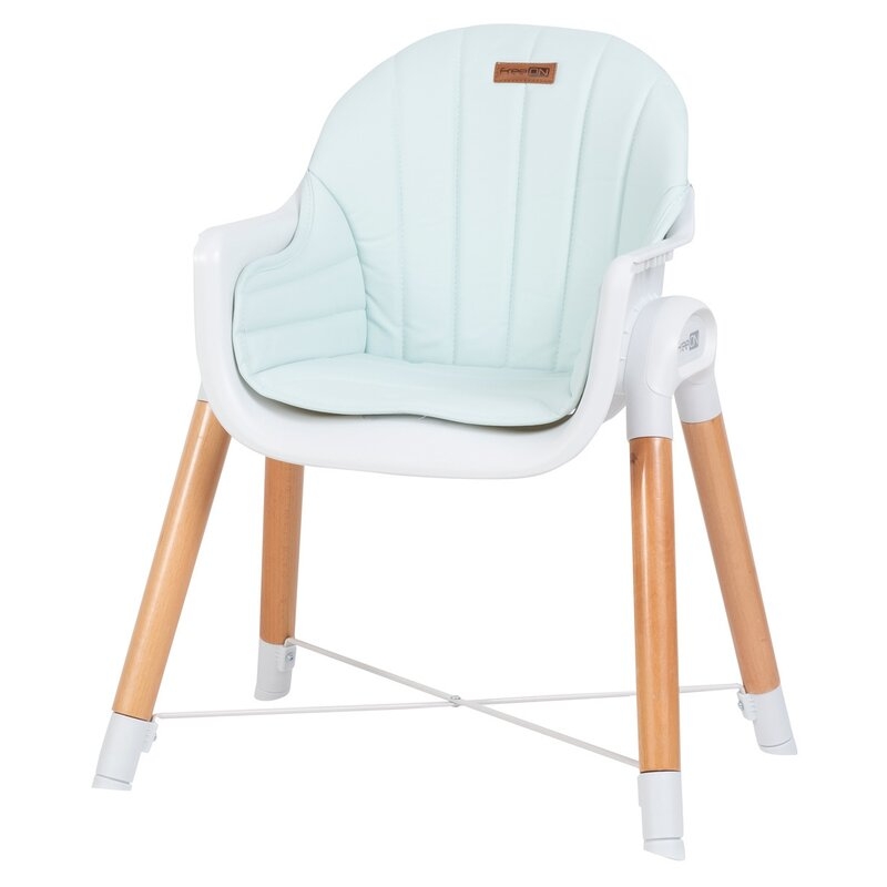 Scaun de masa 2 in 1 reglabil, Tin, Cu tavita si husa detasabile, Suport pentru picioare reglabil, FreeON, Light Green