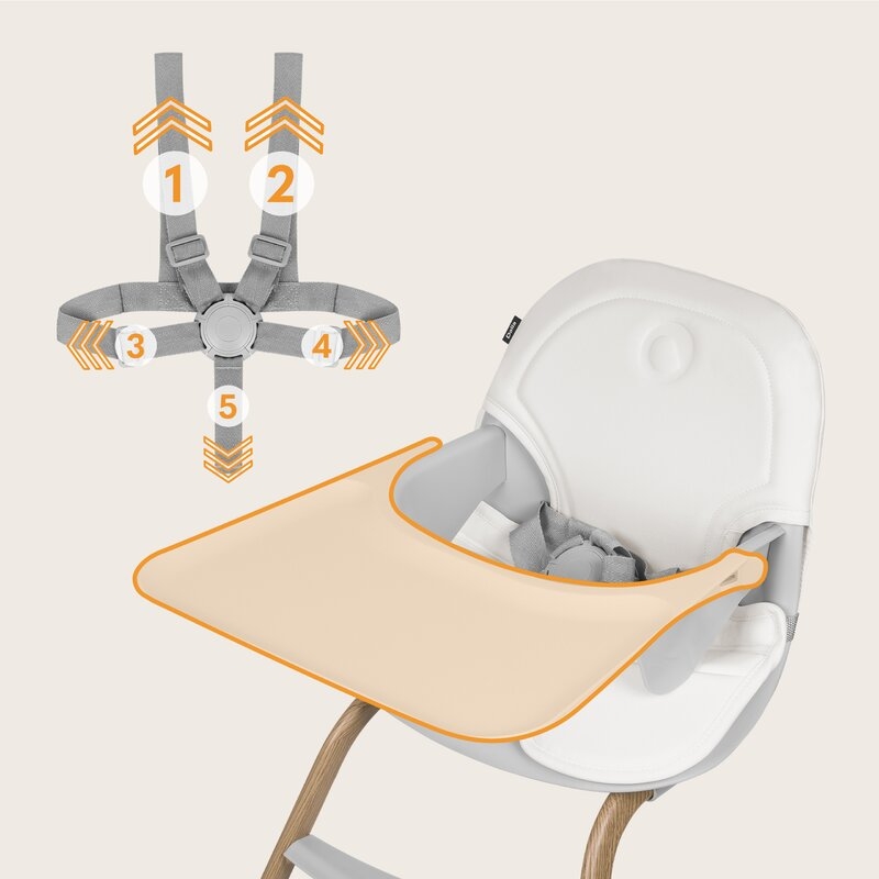 Scaun de masa, Lionelo, Dalia, 2 in 1, Transformabil, Cu 2 suporturi pentru picioare, Cu tavita detasabila, Sustine 60 kg, 6 luni+, Conform cu EN14988, Gri