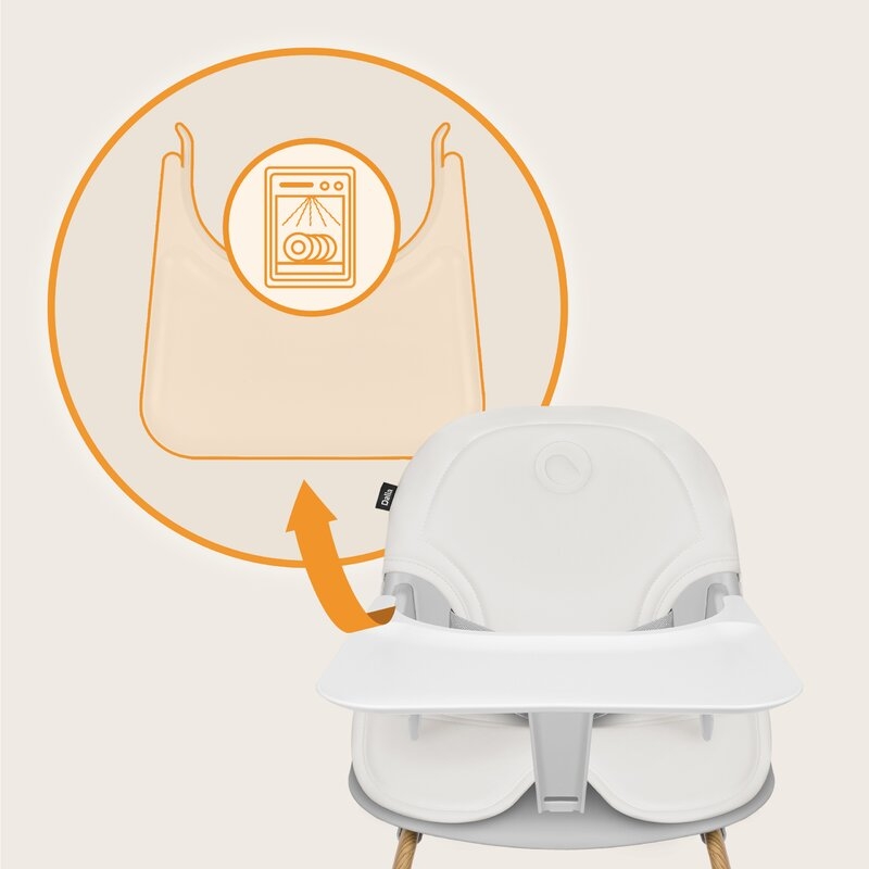 Scaun de masa, Lionelo, Dalia, 2 in 1, Transformabil, Cu 2 suporturi pentru picioare, Cu tavita detasabila, Sustine 60 kg, 6 luni+, Conform cu EN14988, Gri