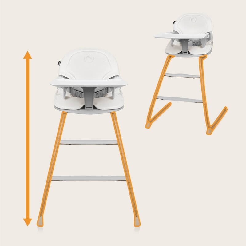 Scaun de masa, Lionelo, Dalia, 2 in 1, Transformabil, Cu 2 suporturi pentru picioare, Cu tavita detasabila, Sustine 60 kg, 6 luni+, Conform cu EN14988, Gri