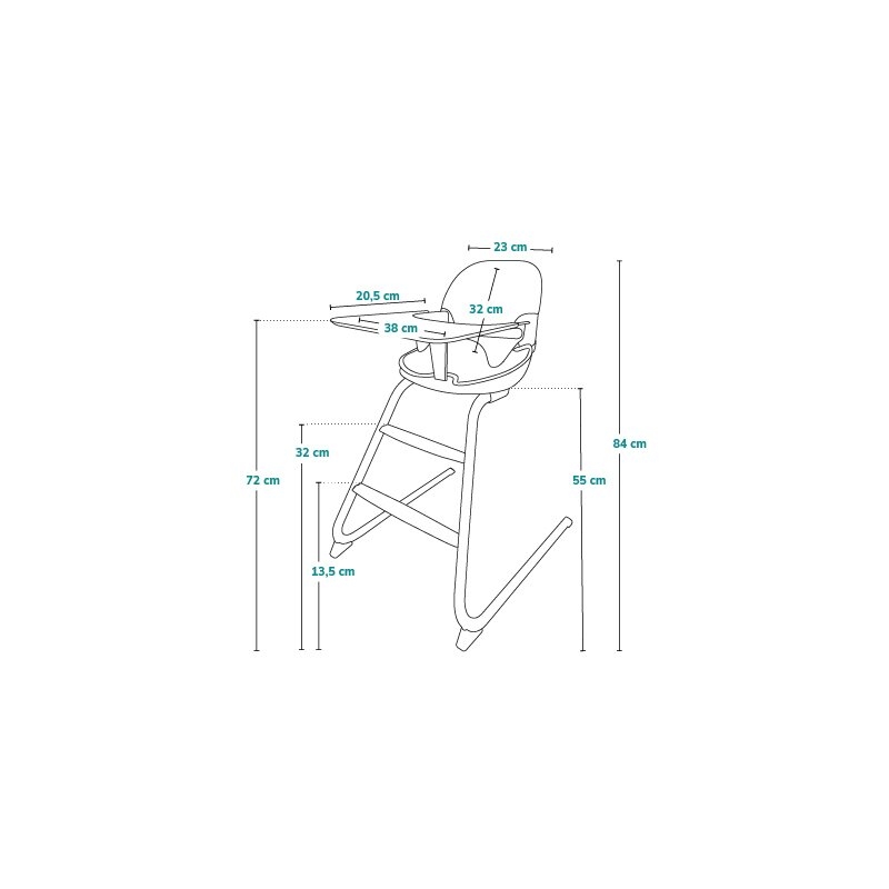 Scaun de masa, Lionelo, Dalia, 2 in 1, Transformabil, Cu 2 suporturi pentru picioare, Cu tavita detasabila, Sustine 60 kg, 6 luni+, Conform cu EN14988, Gri