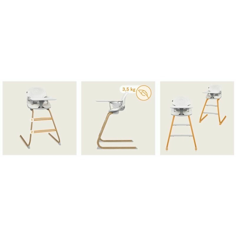 Scaun de masa, Lionelo, Dalia, 2 in 1, Transformabil, Cu 2 suporturi pentru picioare, Cu tavita detasabila, Sustine 60 kg, 6 luni+, Conform cu EN14988, Gri