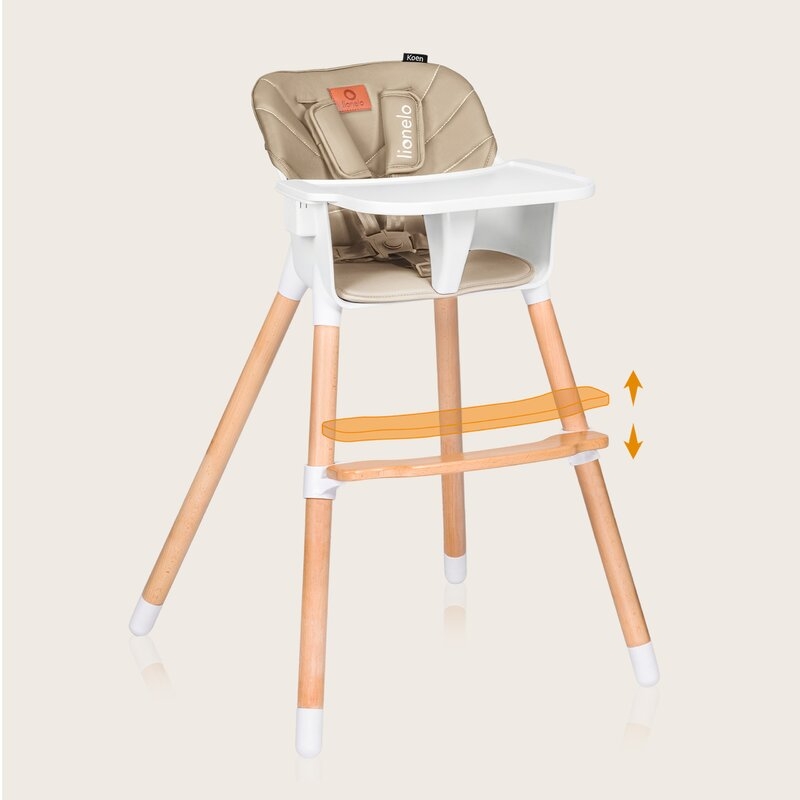 Scaun de masa, Lionelo, Koen, Din fag, 2 in 1, Transformabil, Sustine 30 kg, 6 luni+, Conform cu standardul european de securitate EN14988, Bej