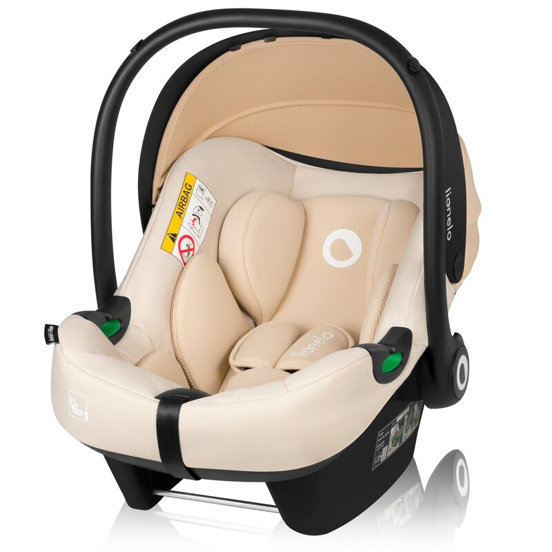 Scoica auto, Lionelo, i-Size Astrid, 0-13 Kg, 40-87 cm, Cu maner si capotina reglabile, Cu protectie laterala avansata, Salteluta confortabila, Conform cu standardul european de securitate R129, Bej