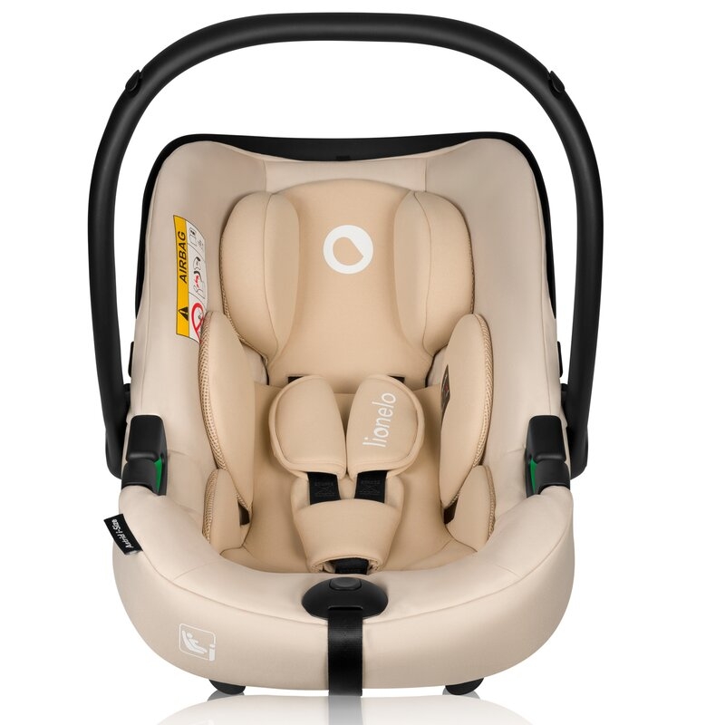 Scoica auto, Lionelo, i-Size Astrid, 0-13 Kg, 40-87 cm, Cu maner si capotina reglabile, Cu protectie laterala avansata, Salteluta confortabila, Conform cu standardul european de securitate R129, Bej