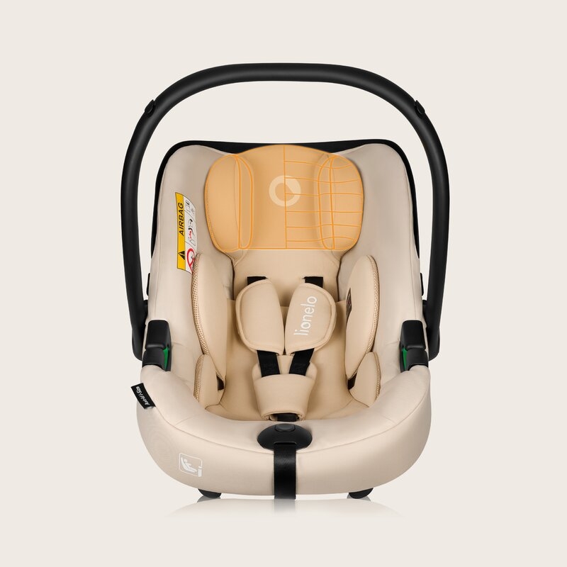 Scoica auto, Lionelo, i-Size Astrid, 0-13 Kg, 40-87 cm, Cu maner si capotina reglabile, Cu protectie laterala avansata, Salteluta confortabila, Conform cu standardul european de securitate R129, Bej