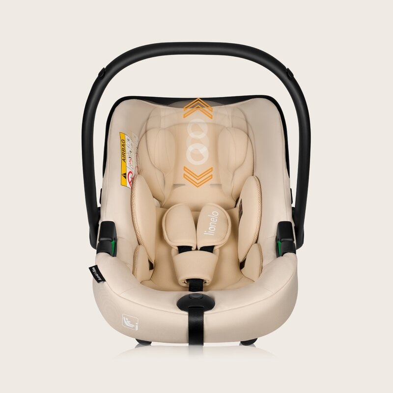 Scoica auto, Lionelo, i-Size Astrid, 0-13 Kg, 40-87 cm, Cu maner si capotina reglabile, Cu protectie laterala avansata, Salteluta confortabila, Conform cu standardul european de securitate R129, Bej
