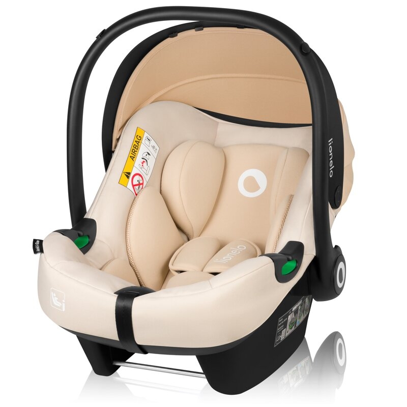 Scoica auto, Lionelo, i-Size Astrid, Include baza Isofix, 0-13 Kg, 40-87 cm, Cu maner si capotina reglabile, Cu protectie laterala avansata, Salteluta confortabila, Testat ADAC, Conform cu R129, Bej