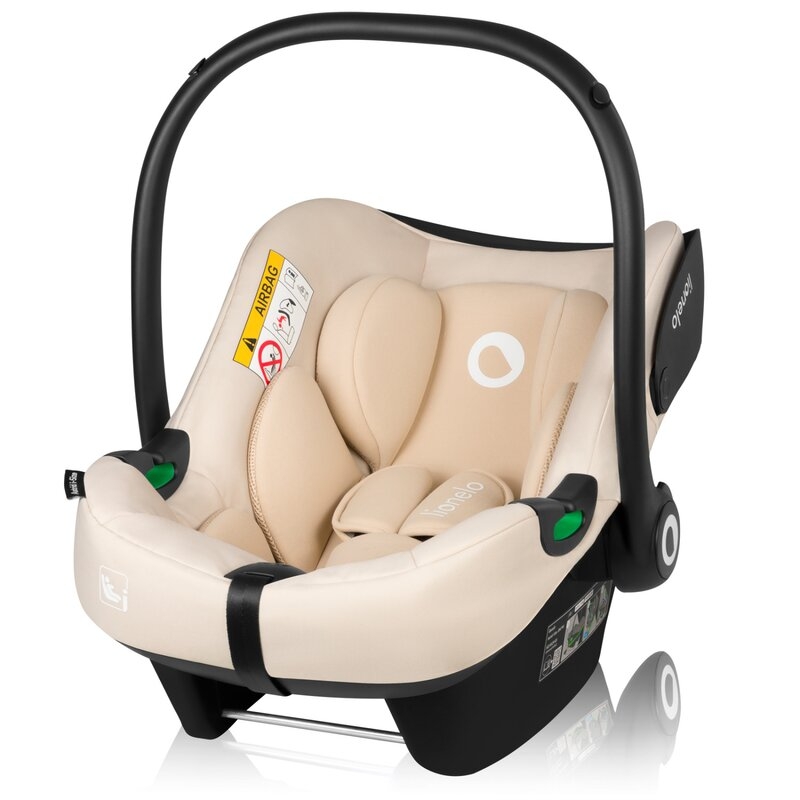 Scoica auto, Lionelo, i-Size Astrid, Include baza Isofix, 0-13 Kg, 40-87 cm, Cu maner si capotina reglabile, Cu protectie laterala avansata, Salteluta confortabila, Testat ADAC, Conform cu R129, Bej