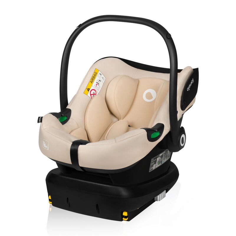Scoica auto, Lionelo, i-Size Astrid, Include baza Isofix, 0-13 Kg, 40-87 cm, Cu maner si capotina reglabile, Cu protectie laterala avansata, Salteluta confortabila, Testat ADAC, Conform cu R129, Bej