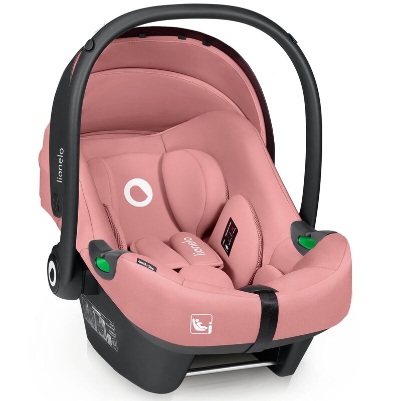Scoica auto, Lionelo, i-Size Astrid, Include baza Isofix, 0-13 Kg, 40-87 cm, Cu maner si capotina reglabile, Cu protectie laterala avansata, Salteluta confortabila, Testat ADAC, Conform cu R129, Roz