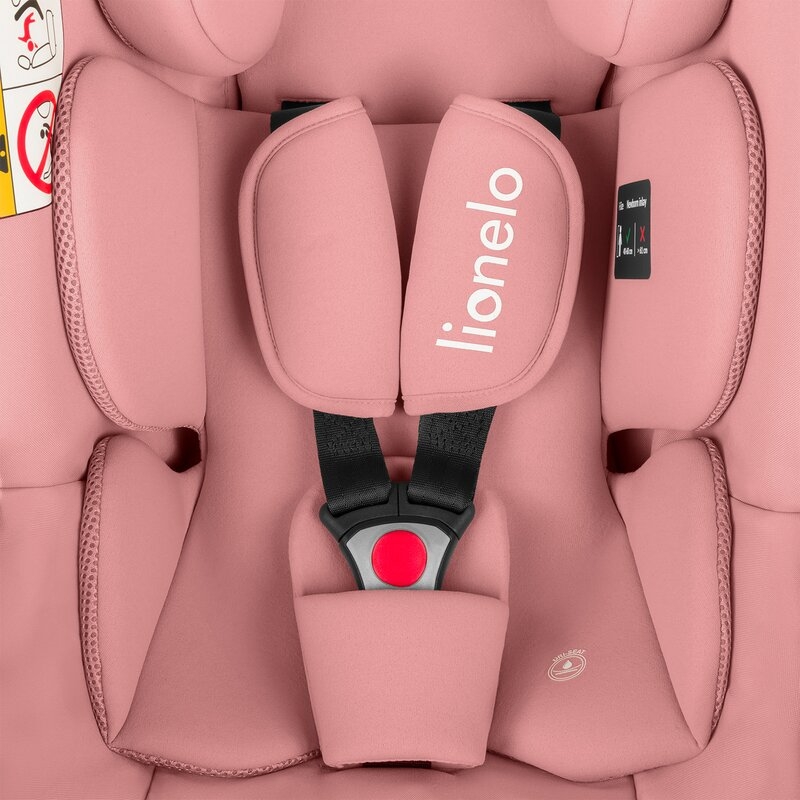 Scoica auto, Lionelo, i-Size Astrid, Include baza Isofix, 0-13 Kg, 40-87 cm, Cu maner si capotina reglabile, Cu protectie laterala avansata, Salteluta confortabila, Testat ADAC, Conform cu R129, Roz