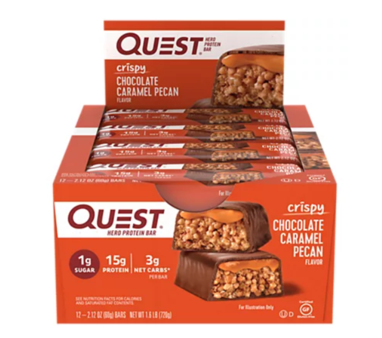 GNC - Quest Hero Protein Bar cu aroma de ciocolata, nuci pecan si caramel 60g