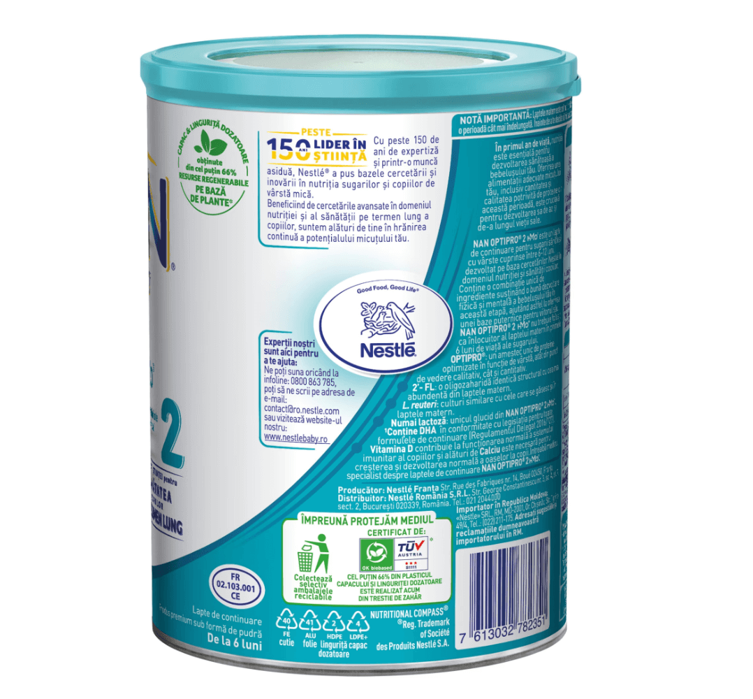 Nestle - Nan 2 Optipro HMO lapte praf pentru copii de la 6 luni 400g