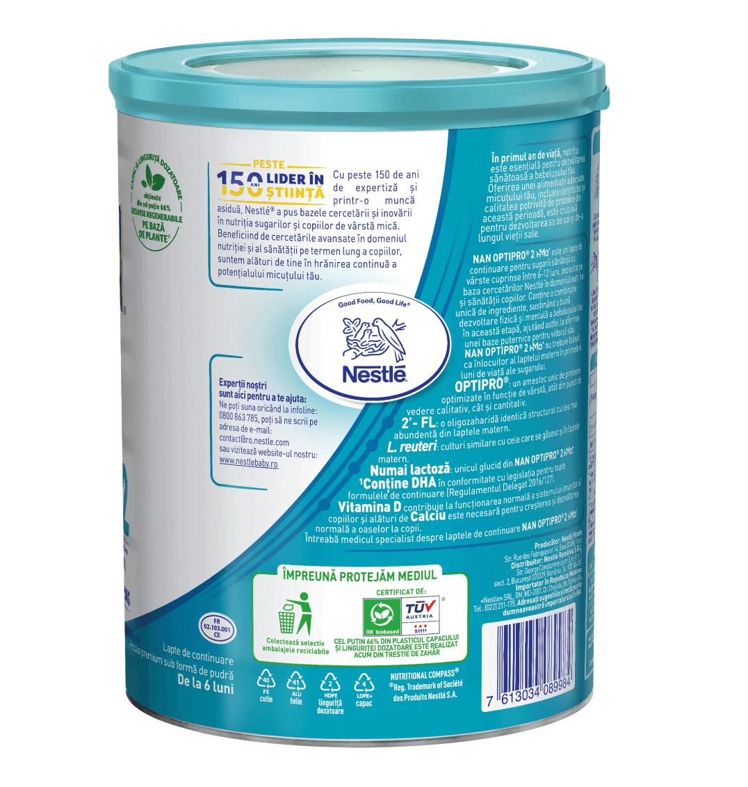 Nestle - Nan 2 Optipro HMO lapte praf pentru copii de la 6 luni 800g